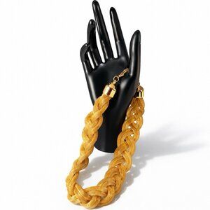 Vintage Gold Tone Braided Mesh Choker Collar Necklace 17" - 20" Woven